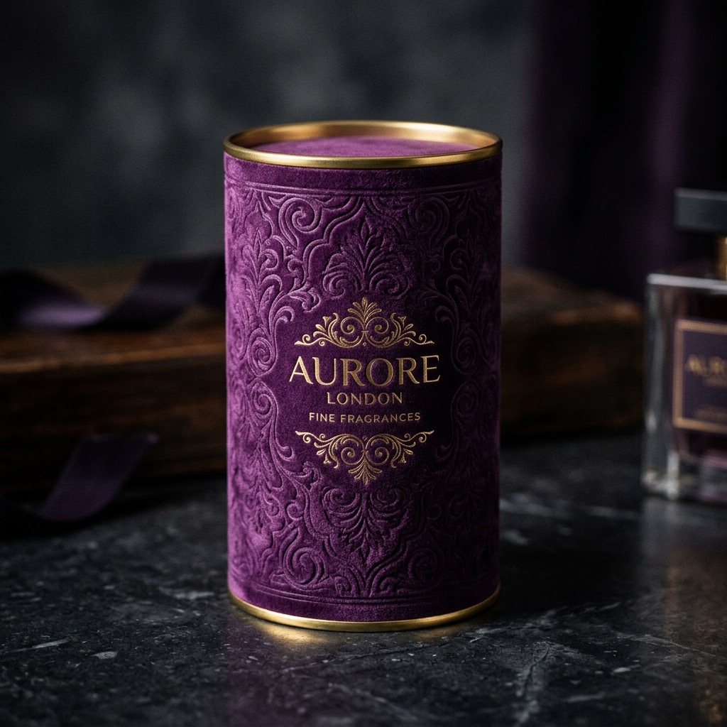 Deep purple with gold embossed pattern