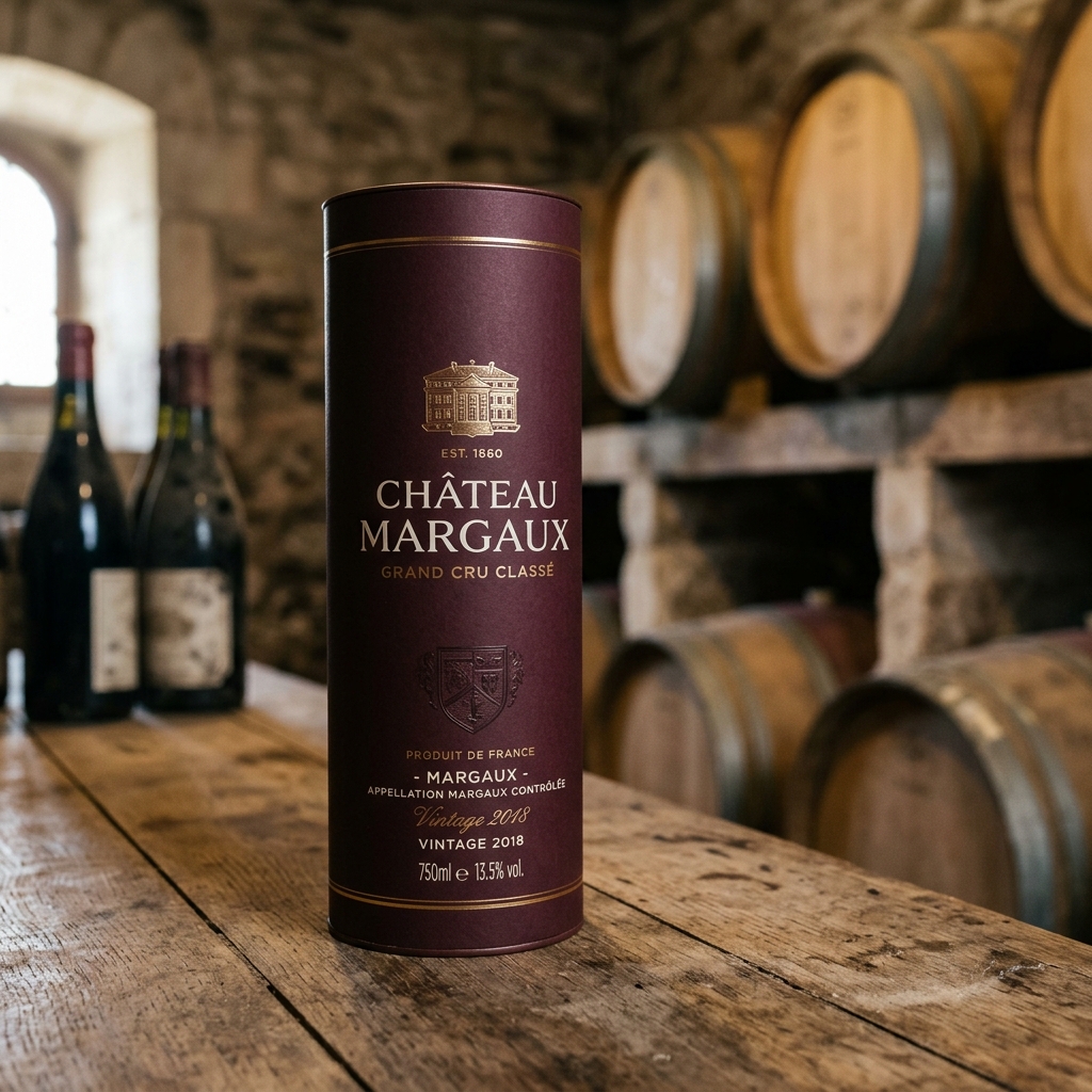 Dark burgundy thick cardboard wine tube
