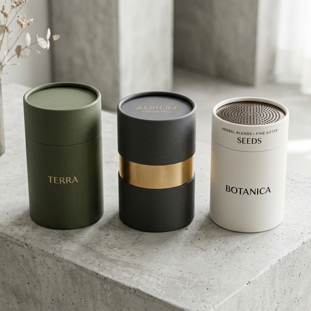 A variety of premium cylindrical packaging styles