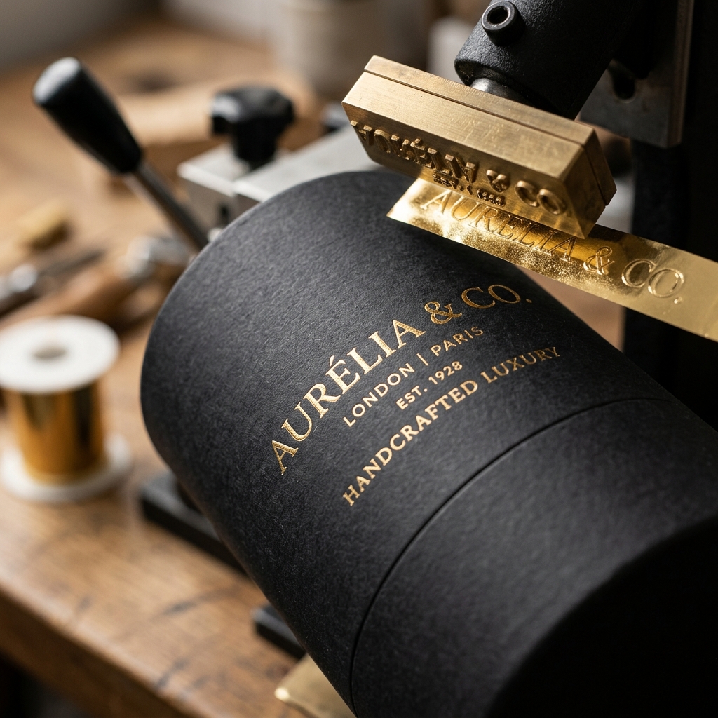 Precision Hot Foil Stamping on Matte Black Cylinder